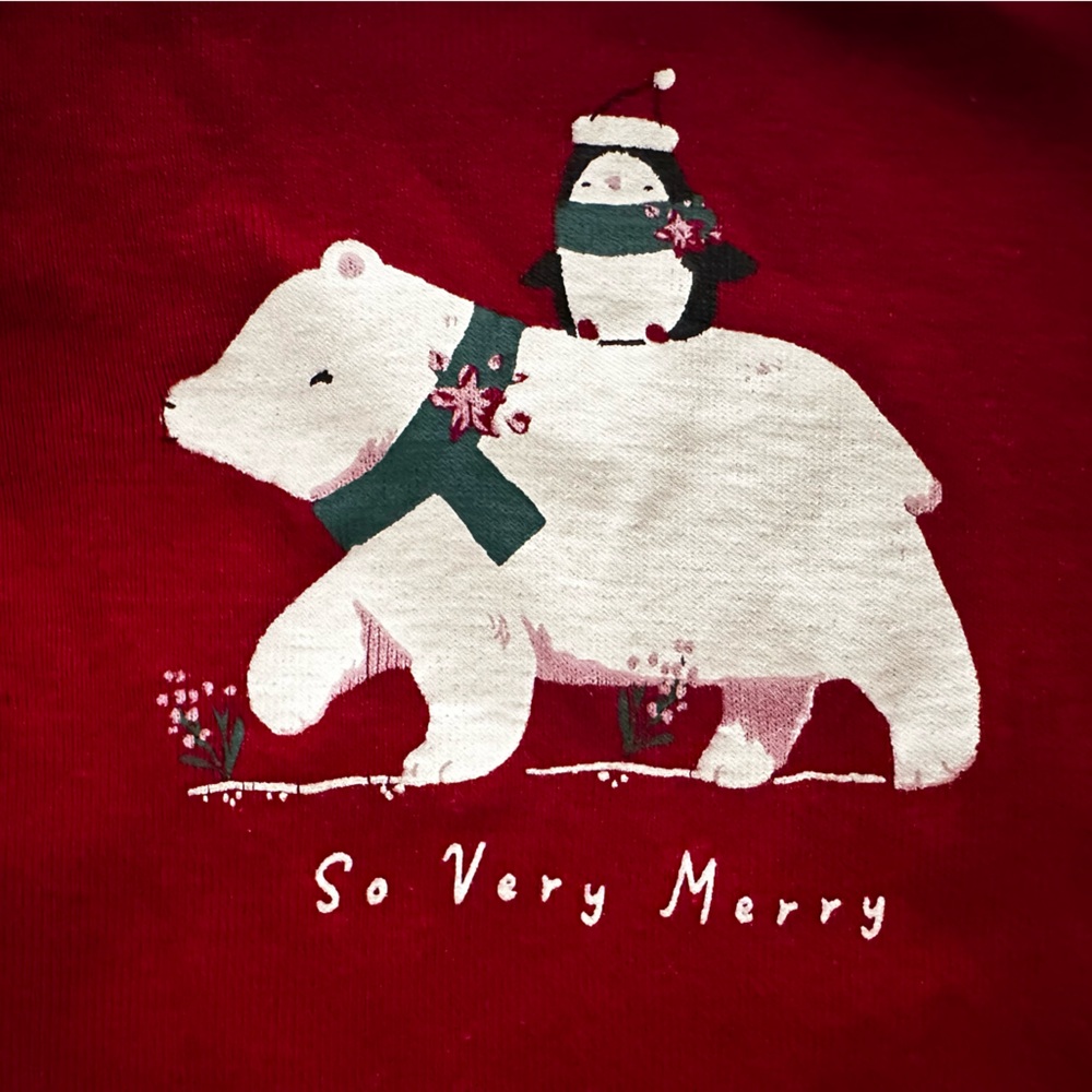 Carter's set- Red Long Sleeve Tee with Polar Bear and Penguin